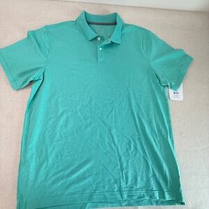 BUNDLE of two George Mens Short Sleeve Size L Polo Shirt Jungle Teal Heather NEW